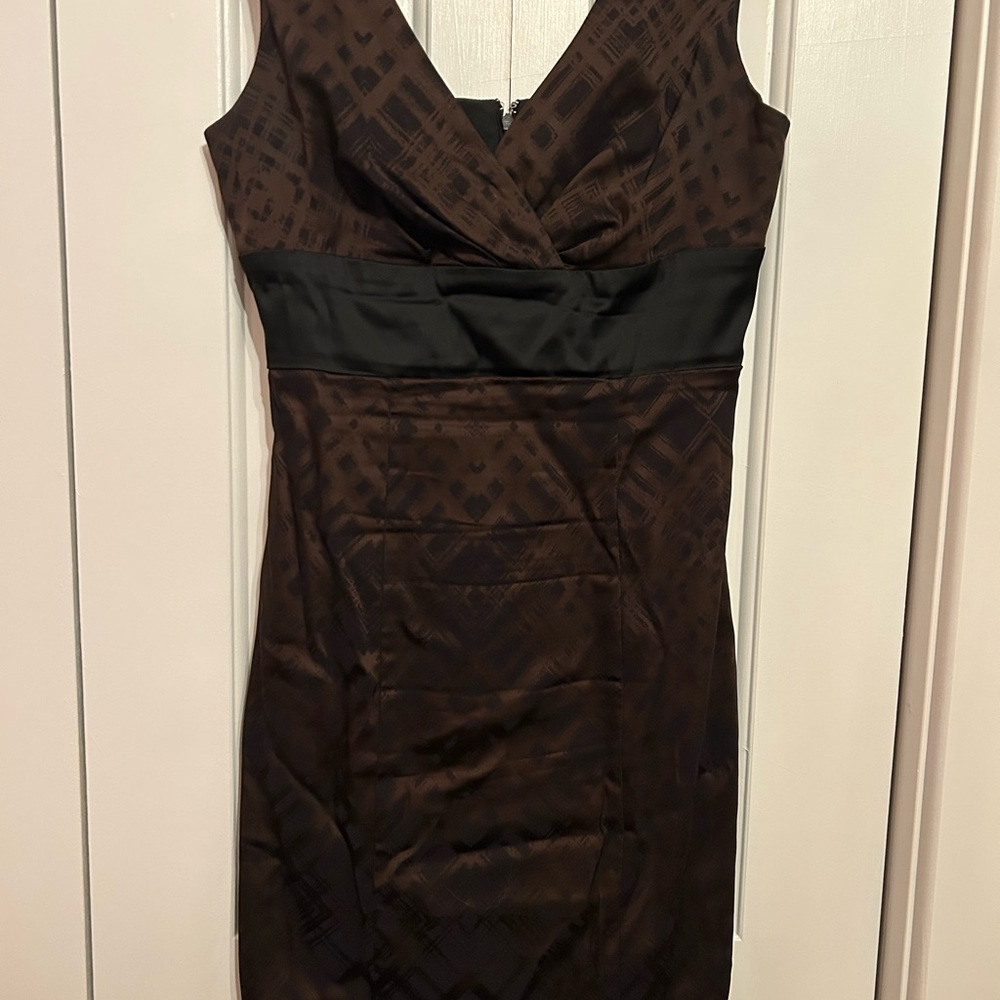 Le Chateau Brown V-Neck Wrap Mini Dress